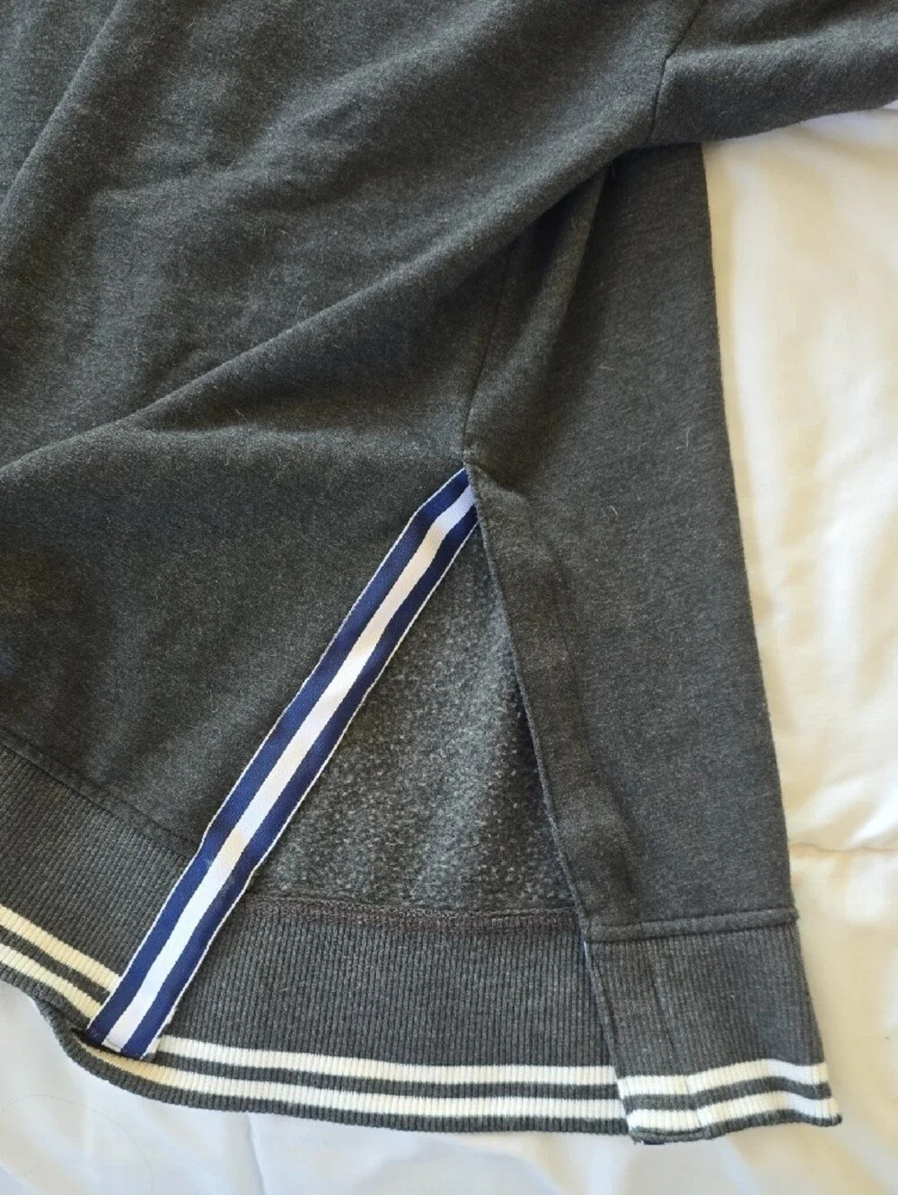Vineyard Vines Charcoal Crewneck Sweater with Striped Trim - Picture 5 of 6